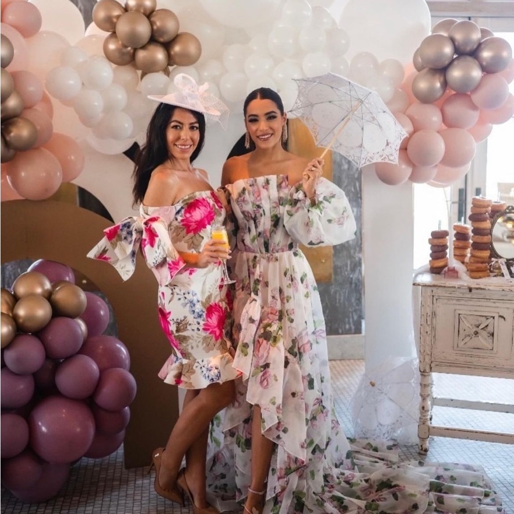 MissGuided Bow Sleeve Floral Dress Size 4